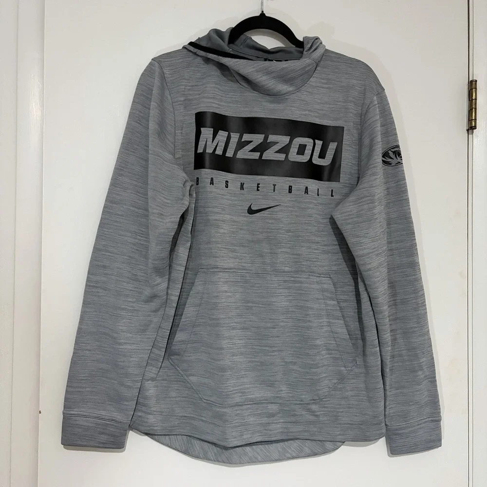 Nike Mizzou Missouri Tigers Hoodie Dri Fit Medium Gray Sweatshirt Basketball